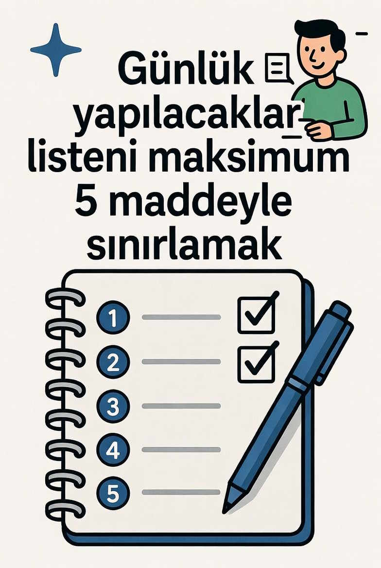 Günlük yapılacaklar listeni maksimum 5 maddeyle sınırlamak